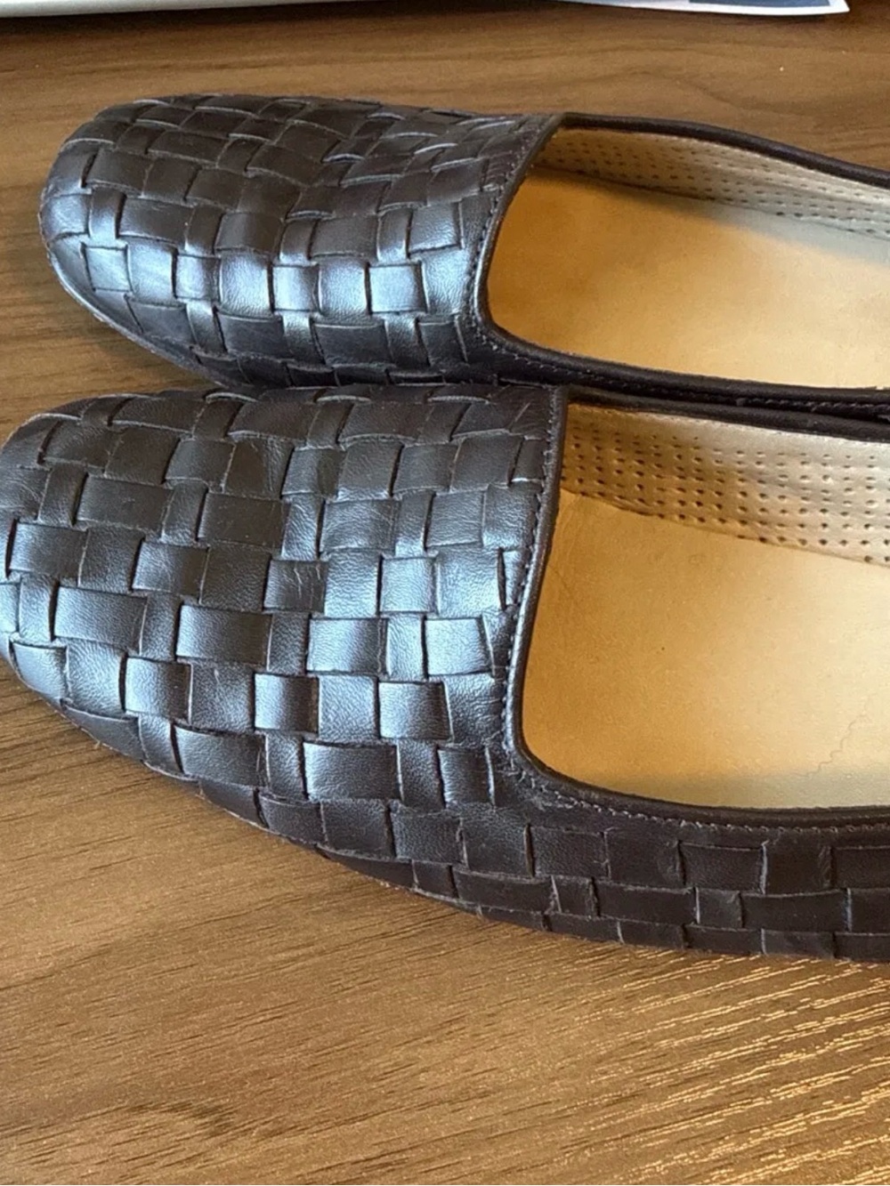 Vintage 90s Michelle D Brown Woven Leather Flats Slip On Loafers Women’s 8.5M